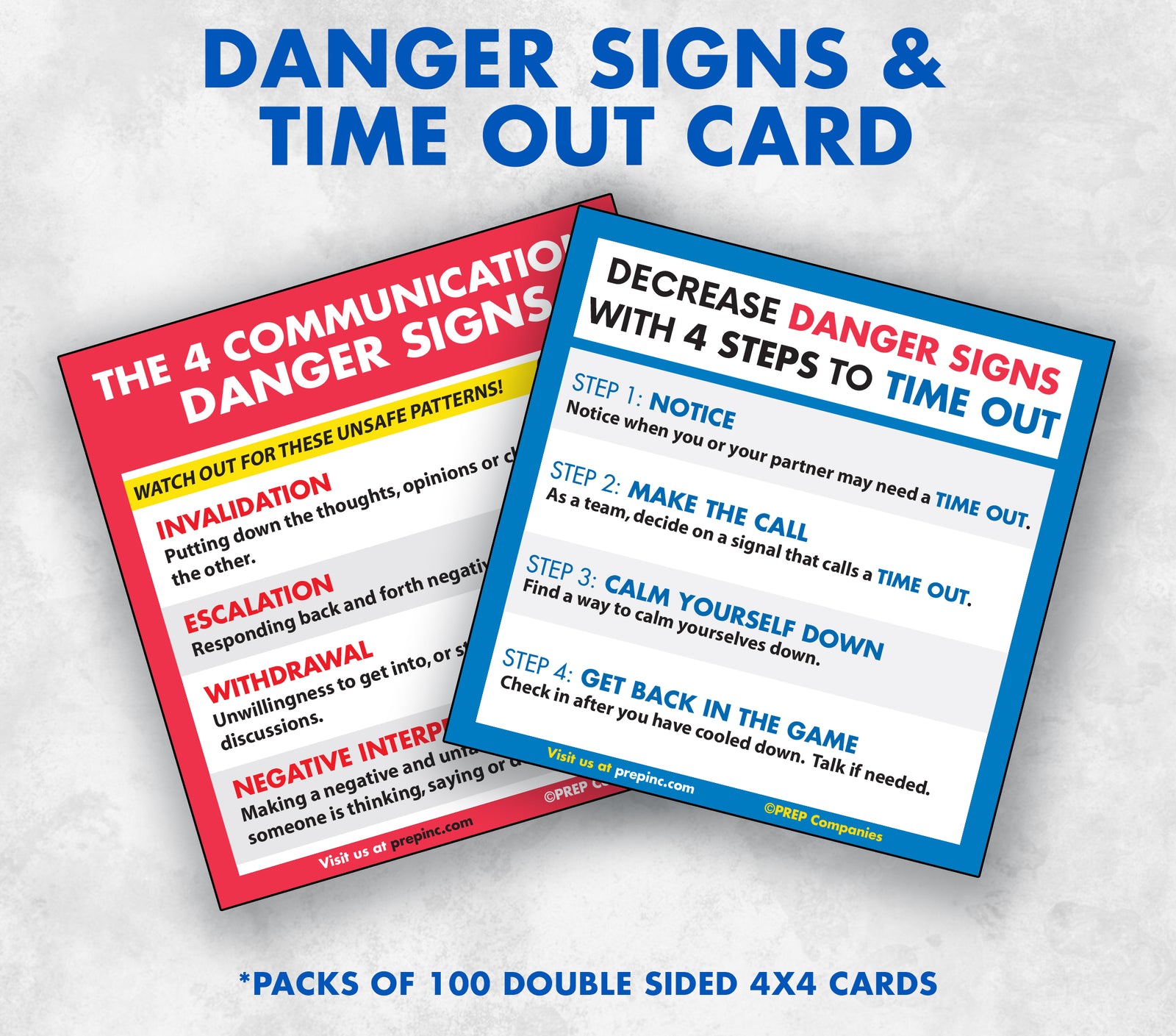 Danger Signs & Time Out Card (pkg of 100) – PREP Educational Products, Inc.